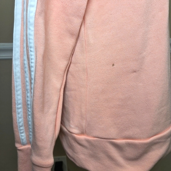 Adidas Women's Medium Spellout Three Stripes Pullover Crewneck Sweatshirt Pink - Picture 9 of 12